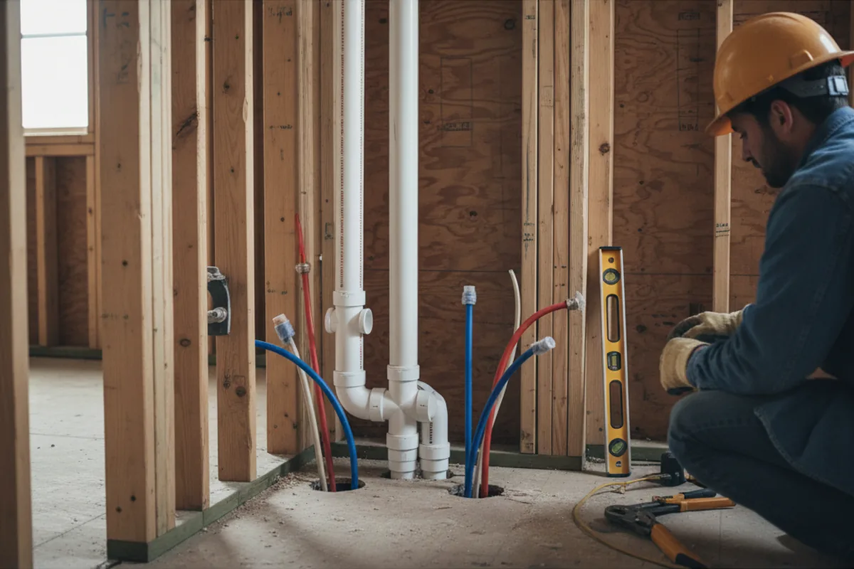 Drain and supply rough-in during Drain Cleaning in Lake George